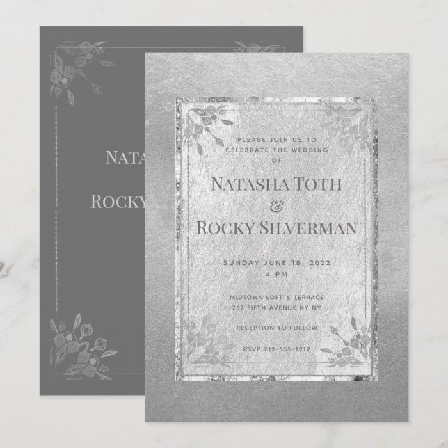 Invitation Sterling Silver Affair Mariage & Parti (Devant / Derrière)