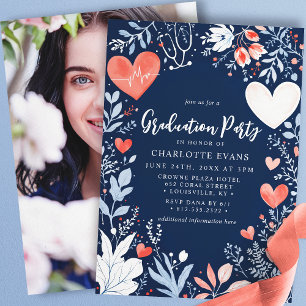 Invitation Stéthoscope de remise de diplômes d'infirmière Cœu