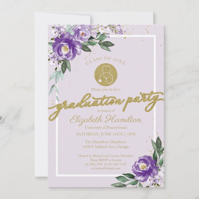 Invitation Stethoscope École de soins infirmiers Grad Party P (Devant)