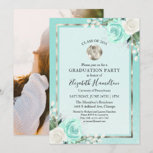 Invitation Stethoscope Médicale Nuring Grad Party Photo Turqu