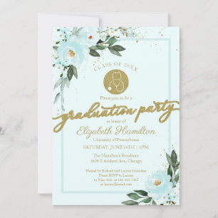 Invitation Stethoscope Nursing School Grad Party Turquoise Fl