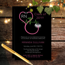 Stethoscope rose EKG Soins infirmiers fête de grad