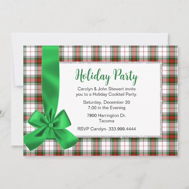Invitation Stewart Tartan Plaid Custom Christmas Party (Devant)