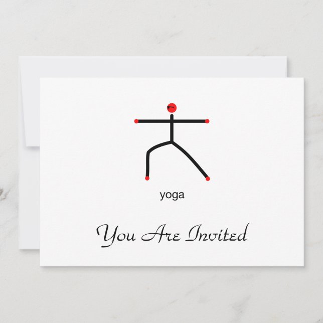 Invitation Stick figure du guerrier 2 pose avec texte de yoga (Devant)