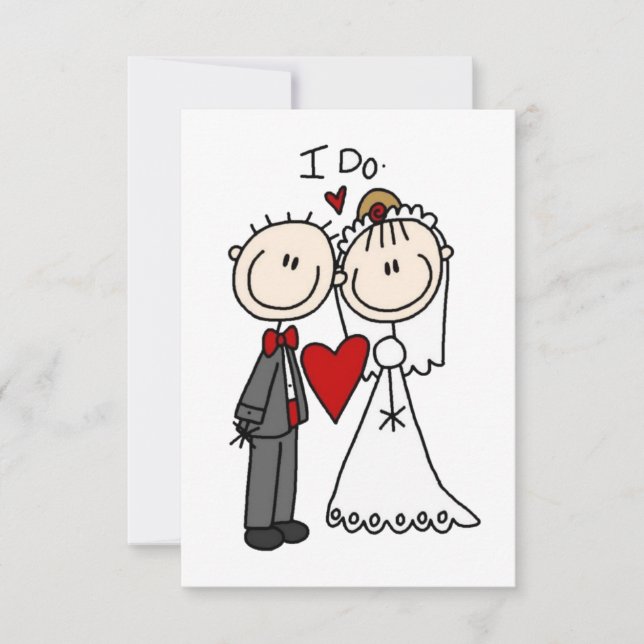 Invitation Stick Figure Mariage Couple Ajouter Votre Propre V (Devant)