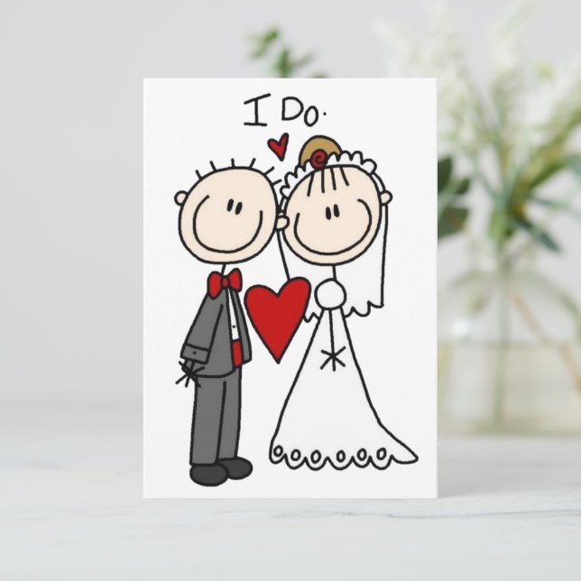 Invitation Stick Figure People Mariée et Mariage Groom (Debout devant)