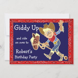 Invitation Stick Western Party Rodeo Horse Cowboy