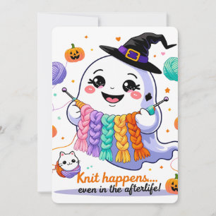 Invitation Sticker d'invitation Kawaii Ghost Tricot Halloween