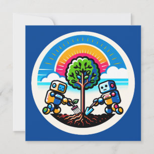 Invitation Sticker Planteur d'arbre IA Conception robotique é