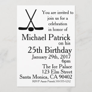 Invitation Sticks De Hockey Et Puck Anniversaire