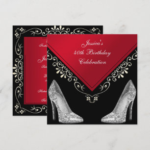 Invitation Stilettos et perles décoratives 40e anniversaire
