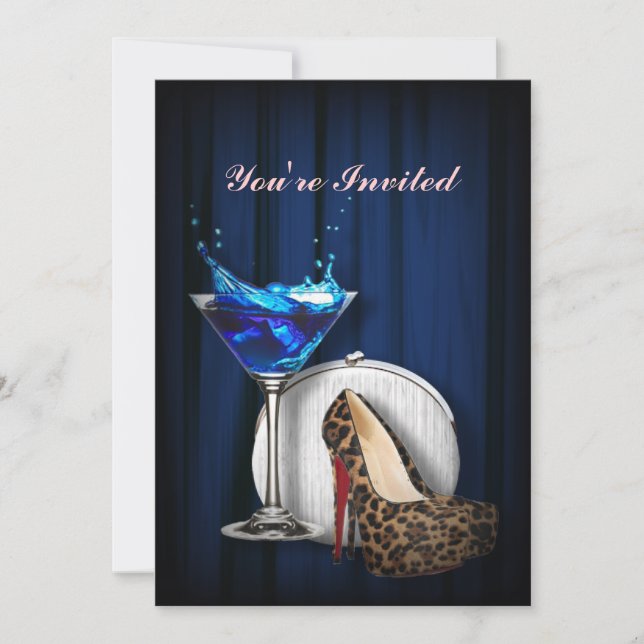 Invitation stilletos de fille de cocktail de martini de (Devant)