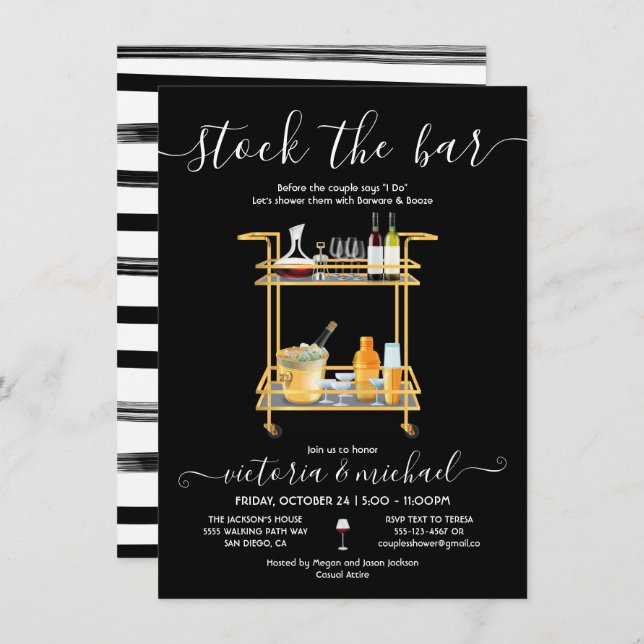 Invitation Stock Bar Cocktail bar panier Engagement Partie I (Devant / Derrière)