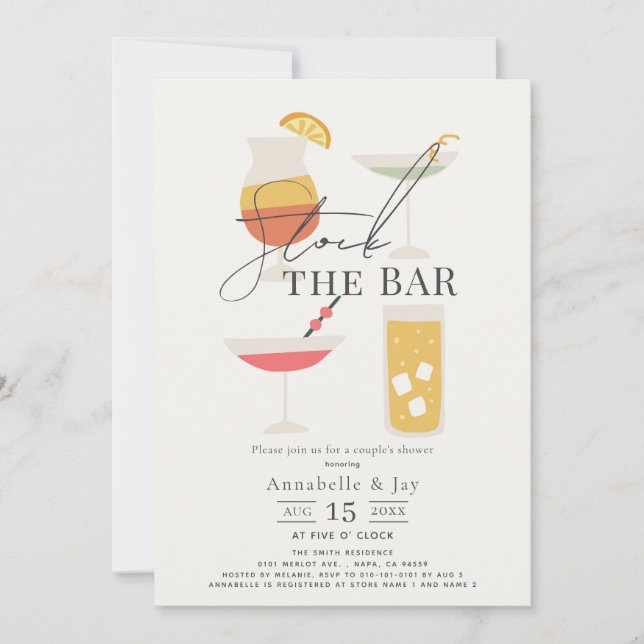 Invitation Stock Bar Cocktail Couples Douche (Devant)