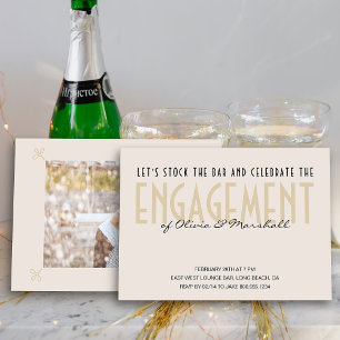 Invitation Stock Bar Grande Typographie Champagne Fiançailles