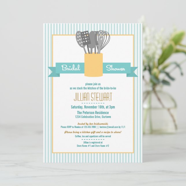 Invitation Stock branché de la cuisine nuptiale de douche Inv (Debout devant)