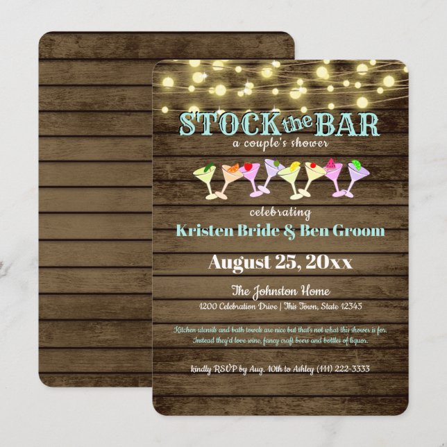 Invitation Stock de la douche Bar (Devant / Derrière)