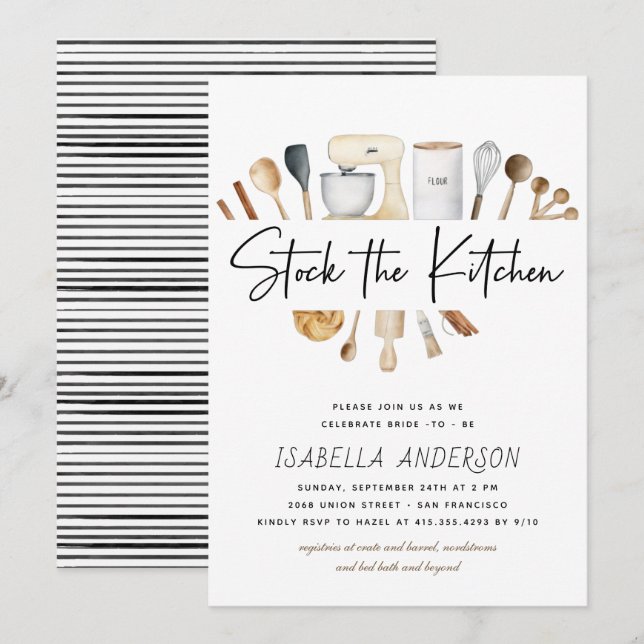 Invitation Stock de la Fête des mariées Boho de la cuisine (Devant / Derrière)