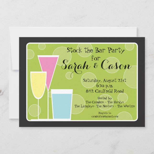 Invitation Stock de trio de cocktail l'invitation de barre (Devant)