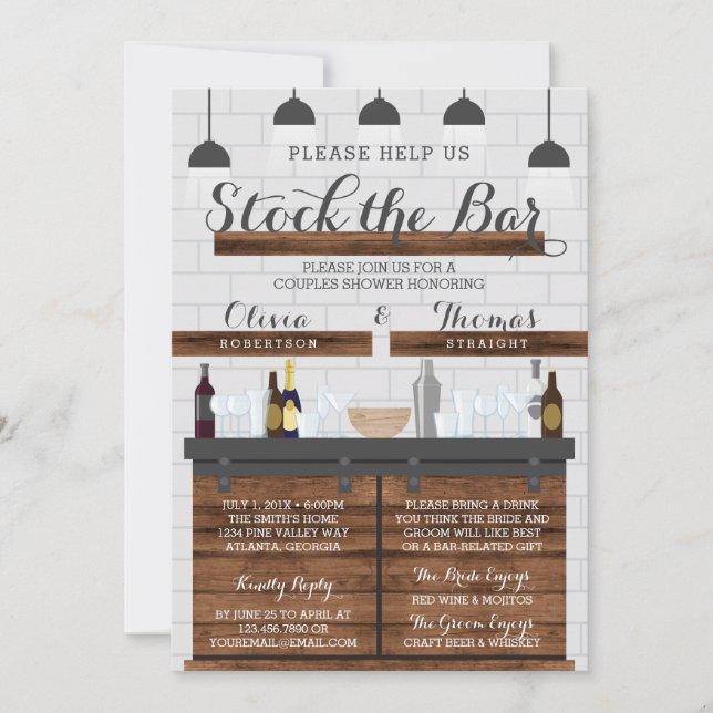 Invitation Stock du Bar House Party, Style Ferme (Devant)
