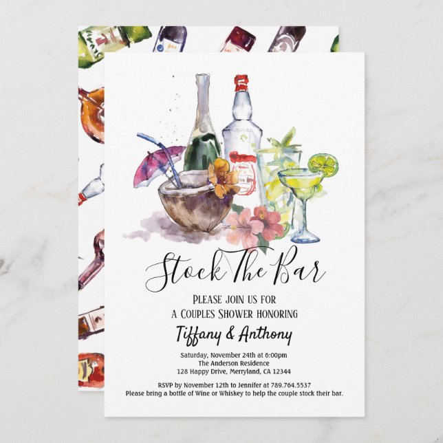 Invitation Stock du Bar Tropical Engagement Party (Devant / Derrière)