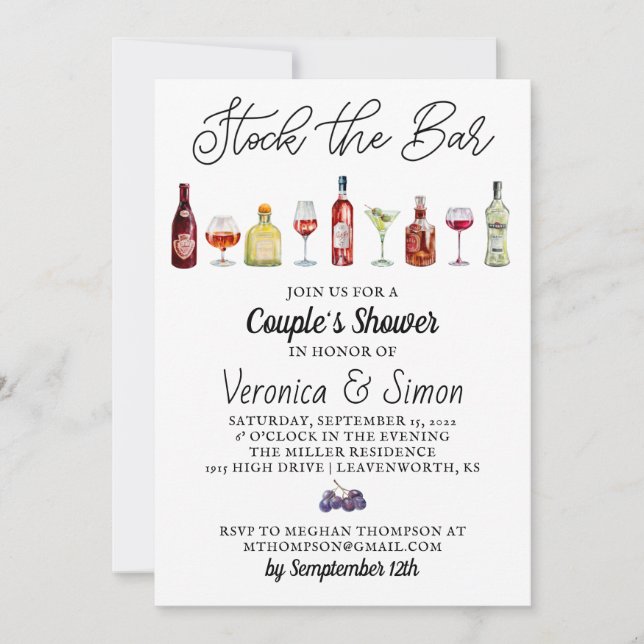 Invitation Stock la douche du Bar Couple (Devant)