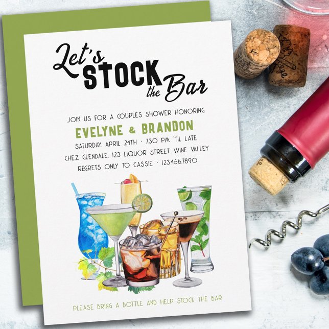 Invitation Stock le Bar Alocholic Boissons Couples Douche (Créateur téléchargé)