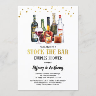Invitation Stock Le Bar Couples Douche Blanc & Or
