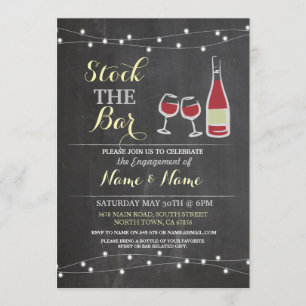 Invitation Stock Le Bar Fiançailles Chalk de vin Couple's