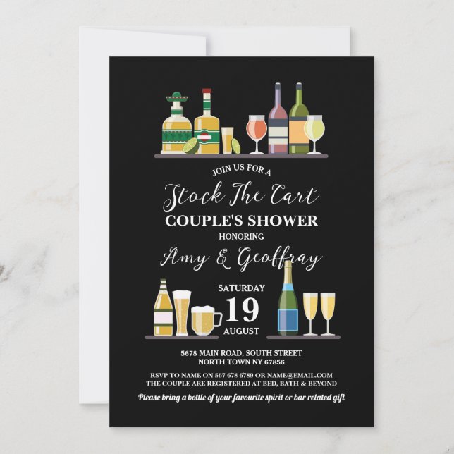 Invitation Stock Le Bar Panier Fiançailles Couple Douche (Devant)