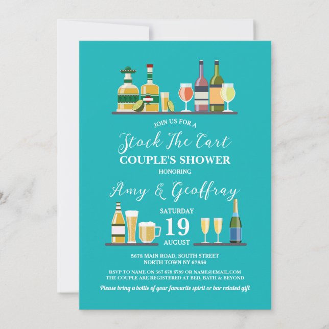 Invitation Stock Le Bar Panier Fiançailles Couple Douche (Devant)