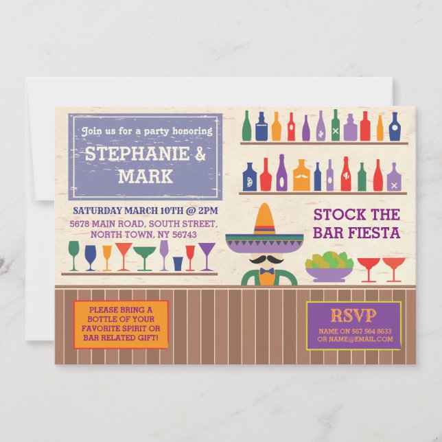 Invitation Stock Le Bar Party Fiesta Mexicaine Tequila Invita (Devant)
