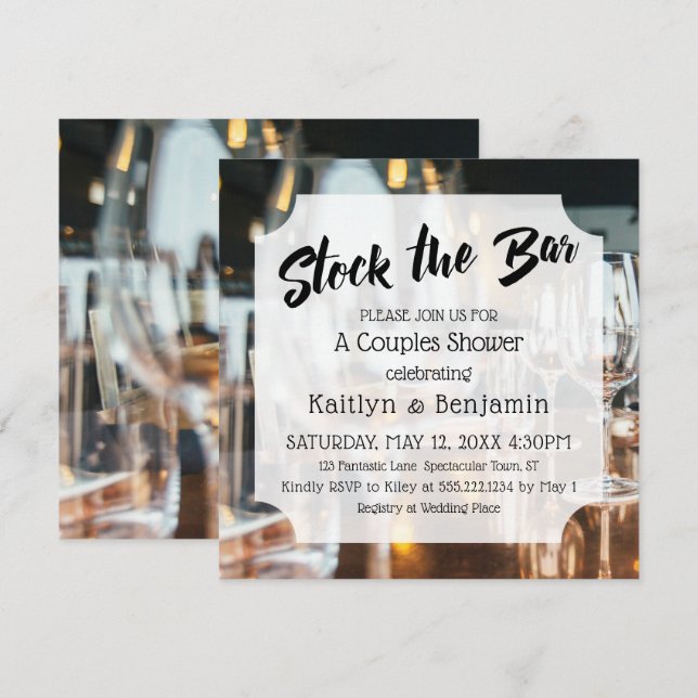 Invitation Stock moderne et frais le Bar Couples Douche (Devant / Derrière)