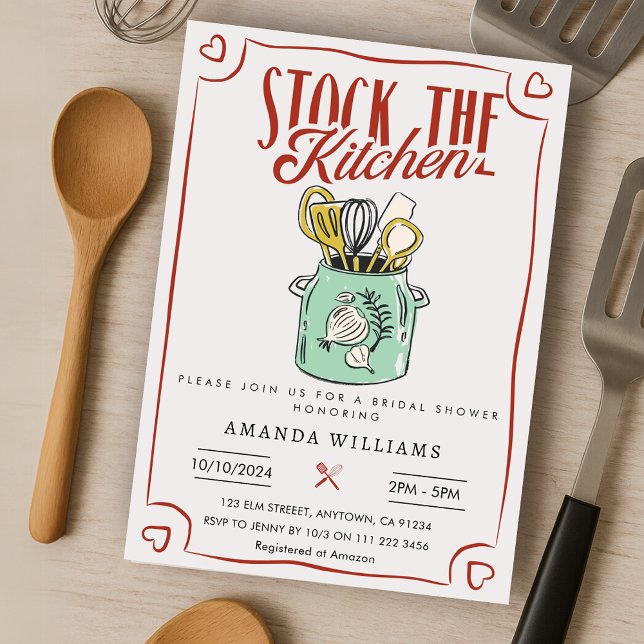 Invitation Stock rétro de la Fête des mariées de mariée de cu (Retro Stock the Kitchen Bridal Shower Invitation)