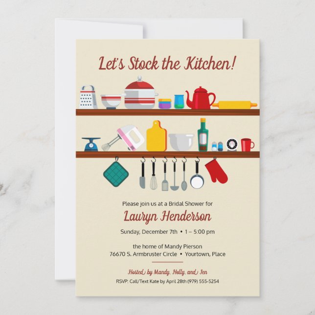 Invitation Stock rétro Fête des mariées de cuisine (Devant)