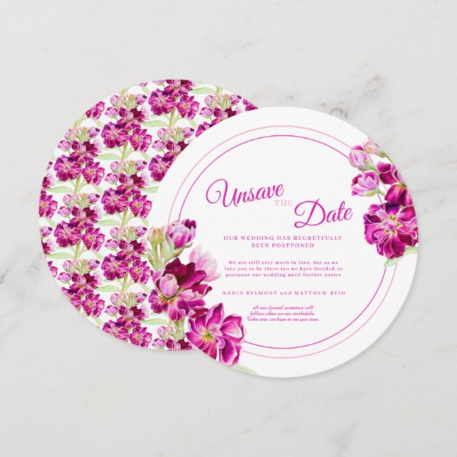 Invitation Stock rose fleurs mariage désenregistrer la date r (Devant / Derrière)