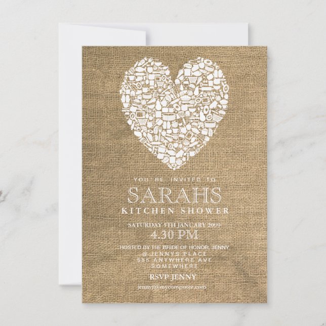 Invitation Stock rustique la partie de Fête de la mariée de (Devant)