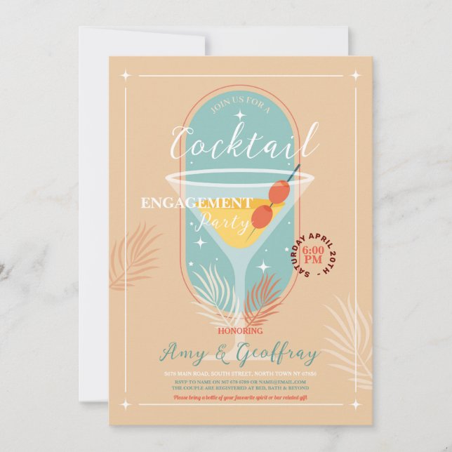 Invitation Stock The Bar Fiançailles Cocktail Party (Devant)