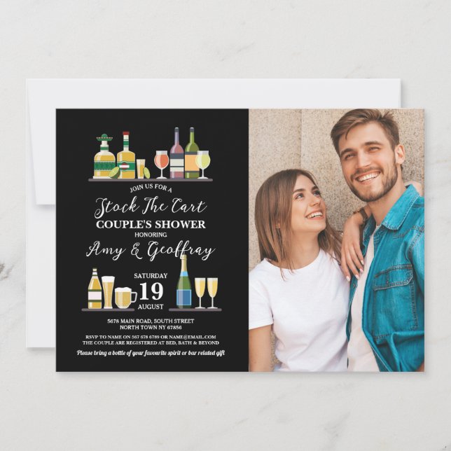 Invitation Stock The Bar Photo Party Fiançailles Couple Douch (Devant)