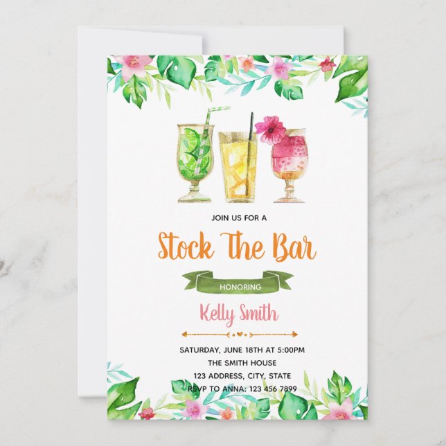 Invitation Stock tropical l'invitation de barre (Devant)
