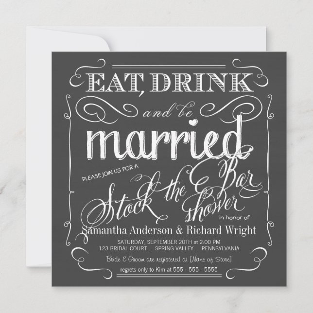 Invitation Stockez l'invitation de wedding shower de tableau (Devant)