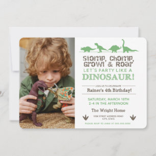 Invitation Stomp Chomp ROAR Anniversaire Dinosaure Télécharge