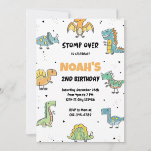 Invitation Stompe, Chompe et Rouler ! Dinosaures fête d'anniv