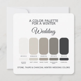 Invitation Stone Taupe Charcoal Winter Wedding Palette Card