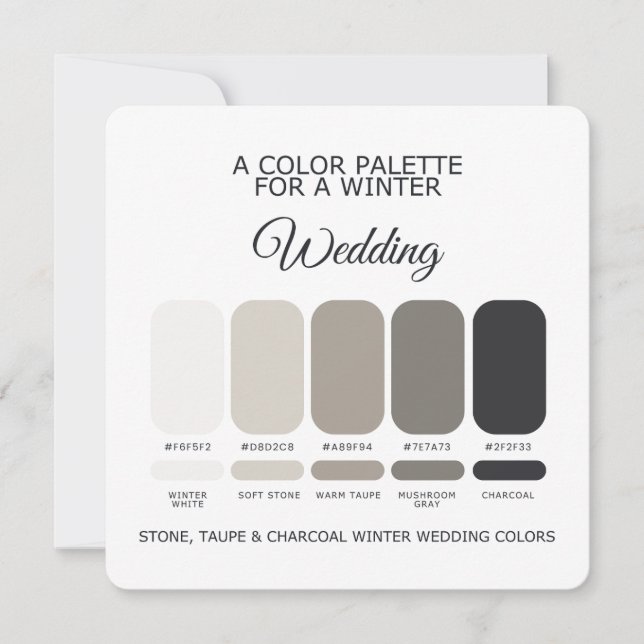 Invitation Stone Taupe Charcoal Winter Wedding Palette Card (Devant)
