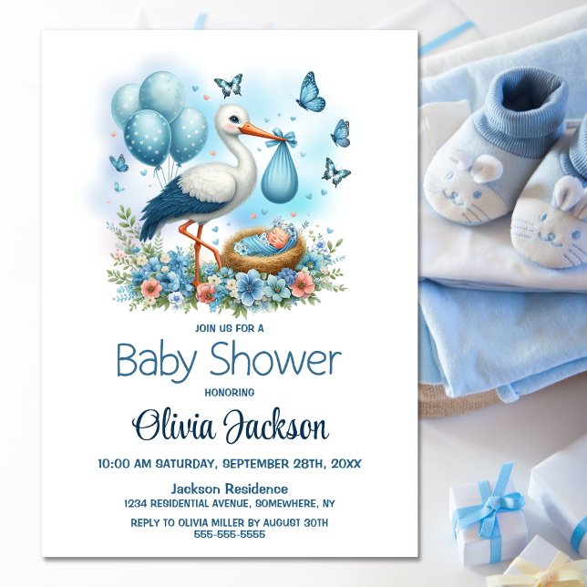 Invitation Stork Baby Boy Douche (Créateur téléchargé)