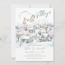 Stork Il Faut Un Village Baby shower D'Hiver