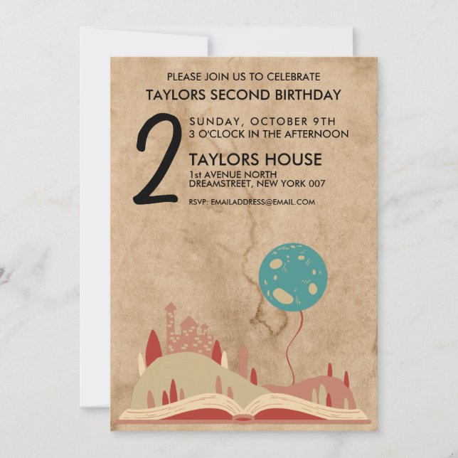 Invitation Storybook Castle Fairy Tale Vintage Anniversaire (Devant)
