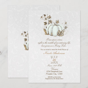 Invitation Storybook Gold White Citrouille Fairy Tale Bride