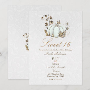Invitation Storybook Gold White Citrouille Fairy Tale Sweet 1
